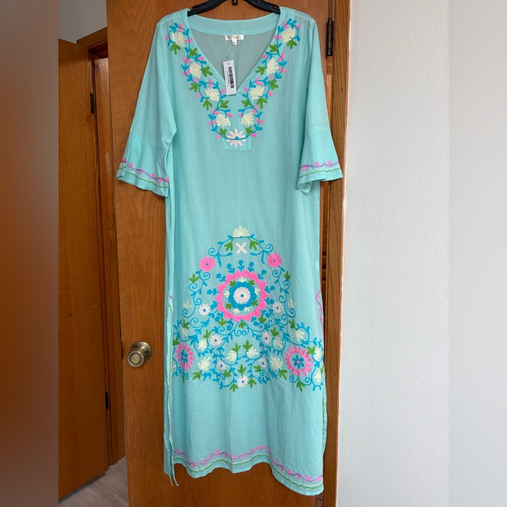 NWT Debbie Katz South Beach Taliah maxi dress coverup embroidered XL